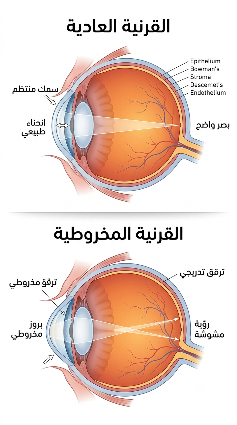 القرنية المخروطية بالرشيدية - صورة تشريحية للعين والقرنية